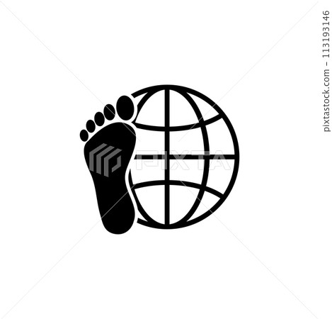 Explorer Around the World. Earth and Foot Flat Vector Icon Explorer Around the World. Earth and Foot Flat Vector Icon 113193146