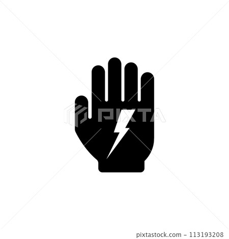 Stop Hand. High Voltage Flat Vector Icon Stop Hand. High Voltage Flat Vector Icon 113193208