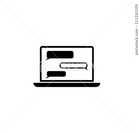 Laptop with Messenger Application Flat Vector Icon 113193209