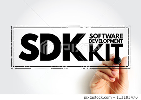 SDK - Software Development Kit is a collection of software development tools in one installable package, acronym stamp concept background 113193470
