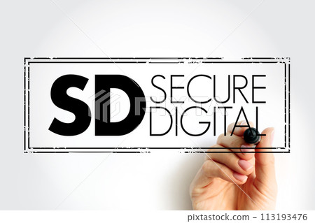 SD - Secure Digital is a proprietary non-volatile memory card format, acronym text concept stamp 113193476
