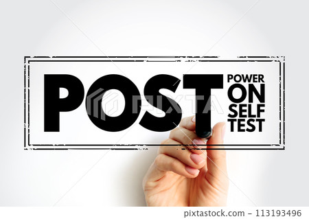 POST - Power On Self Test acronym, stamp technology concept background 113193496