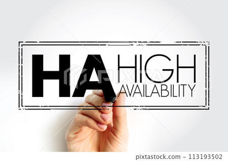 HA - High Availability is the ability of a system to operate continuously without failing for a designated period of time, acronym stamp technology concept background HA - High Availability is the ability of a system to operate continuously without failing for a designated period of time, acronym stamp technology concept background 113193502