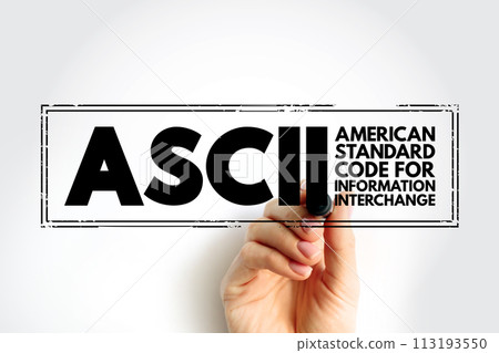ASCII - American Standard Code for Information Interchange acronym, technology stamp concept background ASCII - American Standard Code for Information Interchange acronym, technology stamp concept background 113193550