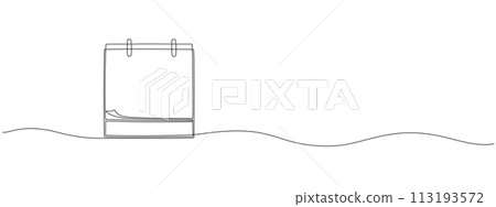 Single line continuous editable desktop calendar drawing. Concept of planner, countdown, memorial day. Vector illustration 113193572