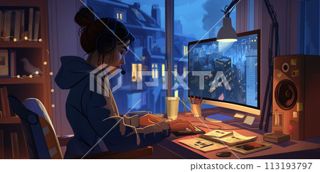 Woman Working at Desk Woman Working at Desk 113193797