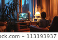Boy Playing Video Game in Chair 113193937