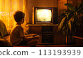 Little Boy Sitting, Playing Video Game 113193939