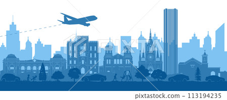 Colombia famous landmark silhouette style 113194235