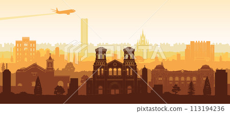 Colombia famous landmark silhouette style 113194236