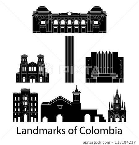 Colombia famous landmark silhouette style 113194237