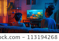 Two Children Playing Video Game 113194268