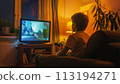 Boy Playing Video Game in Chair 113194271
