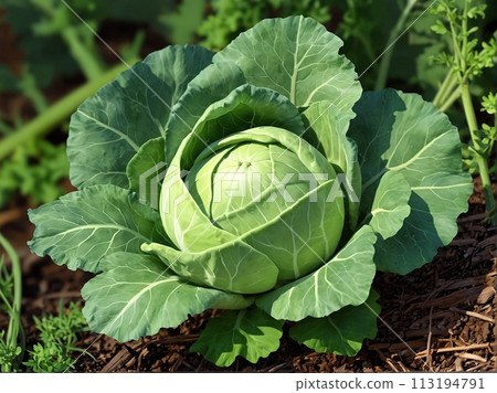 Cabbage growing in the field Cabbage growing in the field 113194791