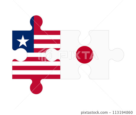 Puzzle of flags of Liberia and Japan, vector 113194860