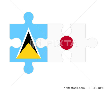 Puzzle of flags of Saint Lucia and Japan, vector 113194890