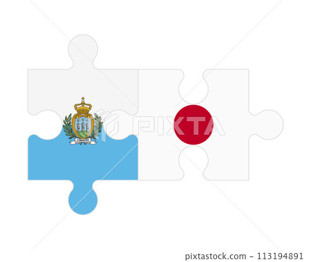 Puzzle of flags of San Marino and Japan, vector 113194891