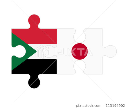 Puzzle of flags of Sudan and Japan, vector Puzzle of flags of Sudan and Japan, vector 113194902