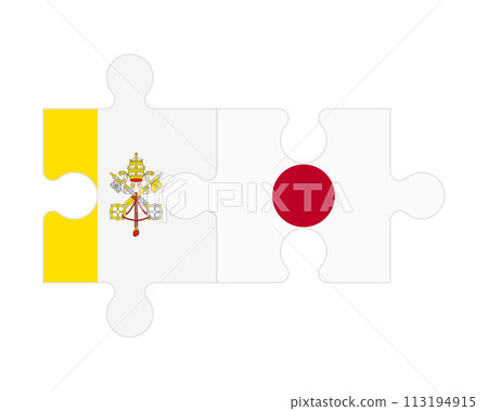 Puzzle of flags of Vatican and Japan, vector 113194915