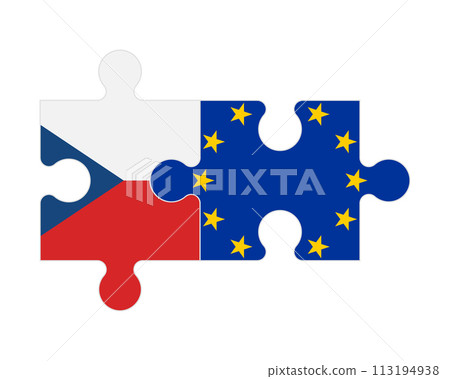 Puzzle of flags of Czech and European Union, vector Puzzle of flags of Czech and European Union, vector 113194938
