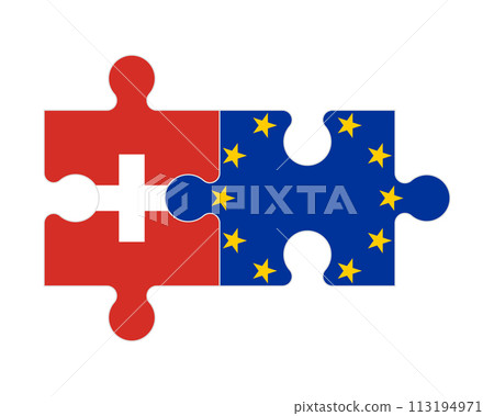 Puzzle of flags of Switzerland and European Union, vector Puzzle of flags of Switzerland and European Union, vector 113194971