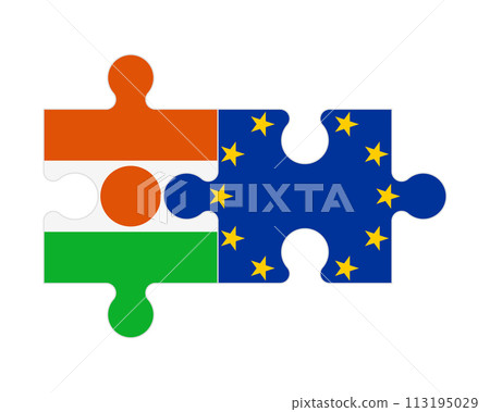 Puzzle of flags of Niger and European Union, vector 113195029