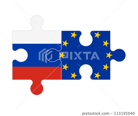 Puzzle of flags of Russia and European Union, vector Puzzle of flags of Russia and European Union, vector 113195040