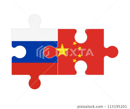 Puzzle of flags of Russia and China, vector Puzzle of flags of Russia and China, vector 113195201