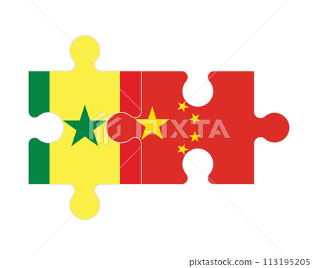 Puzzle of flags of Senegal and China, vector Puzzle of flags of Senegal and China, vector 113195205