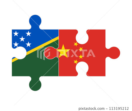Puzzle of flags of Solomon Islands and China, vector Puzzle of flags of Solomon Islands and China, vector 113195212