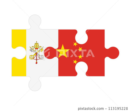 Puzzle of flags of Vatican and China, vector 113195228