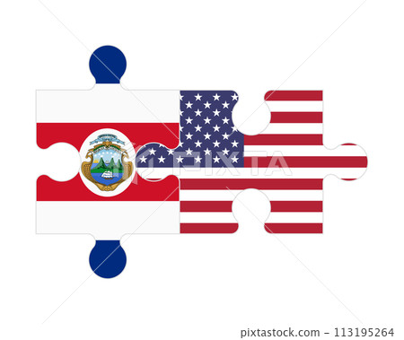 Puzzle of flags of Costa Rica and US, vector 113195264