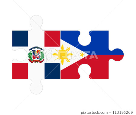 Puzzle of flags of Dominican Republic and Philippines, vector 113195269