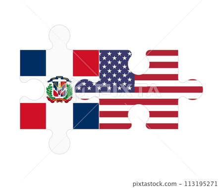 Puzzle of flags of Dominican Republic and US, vector 113195271