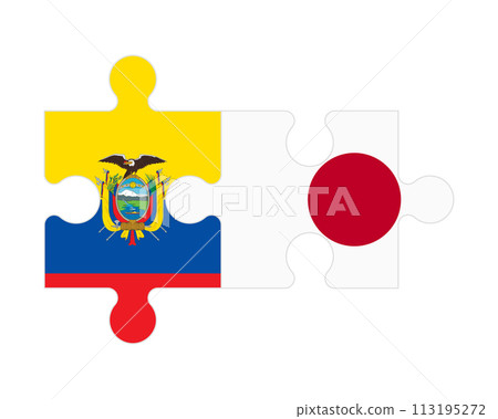 Puzzle of flags of Ecuador and Japan, vector 113195272