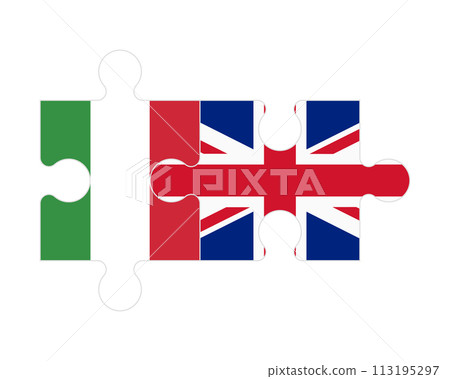 Puzzle of flags of Italy and United Kingdom, vector 113195297