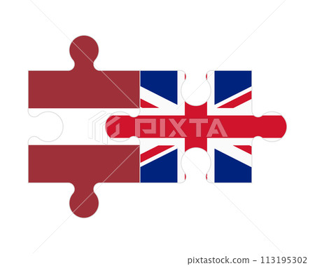 Puzzle of flags of Latvia and United Kingdom, vector 113195302