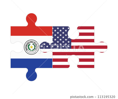 Puzzle of flags of Paraguay and US, vector Puzzle of flags of Paraguay and US, vector 113195320