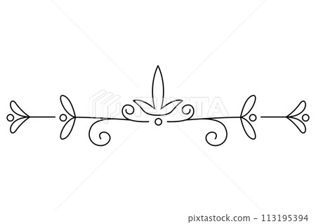 Flourish calligraphic design element. Page decoration symbol to embellish your layout. Linear of vintage swirl Flourish calligraphic design element. Page decoration symbol to embellish your layout. Linear of vintage swirl 113195394