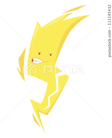Cute weather icon set. Emotional weather forecast. Cute lightning 113195432