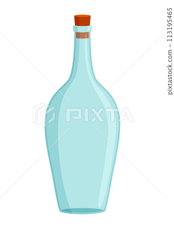 Glass bottle cartoon style vector icon. Vector blank and empty wine bottle 113195465
