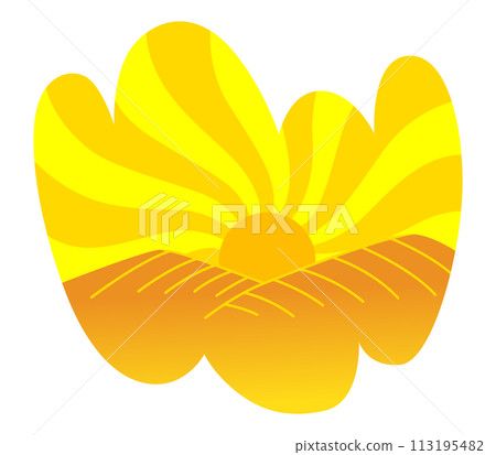 Nature sun icon. Colorful summer landscape isolated for template emblem. Ecological or nature symbol on white. Sunny summer vector illustration 113195482