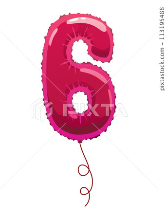Helium pink balloons number. Realistic design element, numeral character. Party decoration balloon or anniversary sign. Vector glossy decorative digit illustration Helium pink balloons number. Realistic design element, numeral character. Party decoration balloon or anniversary sign. Vector glossy decorative digit illustration 113195488