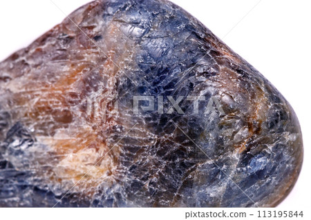 Macro mineral stone sapphire on white background 113195844