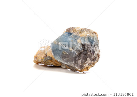 Macro mineral stone Corundum in rock a white background 113195901