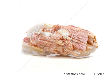 Macro mineral stone Tourmaline in the breed a white background Macro mineral stone Tourmaline in the breed a white background 113195904