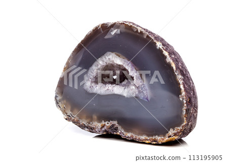 Macro mineral stone Agate breed a white background Macro mineral stone Agate breed a white background 113195905