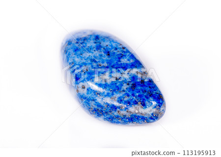 Macro mineral stone blue lapis lazuli (afghanistan) on white background Macro mineral stone blue lapis lazuli (afghanistan) on white background 113195913