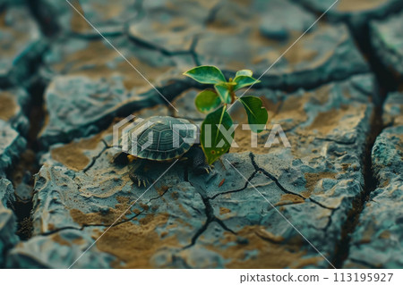 Young Turtle on Arid Ground 113195927