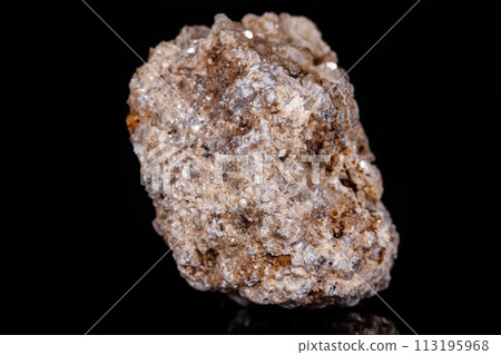 Macro mineral stone Albit on black background Macro mineral stone Albit on black background 113195968